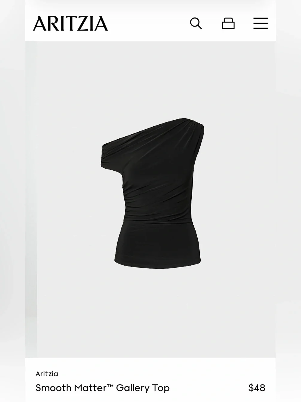 Aritzia Black One-Shoulder Smooth Matter™ Gallery Top